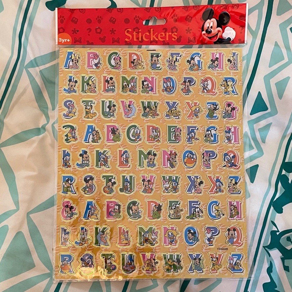 Disney Mickey Mouse Alphabet Stickers - Red, Blue, Yellow